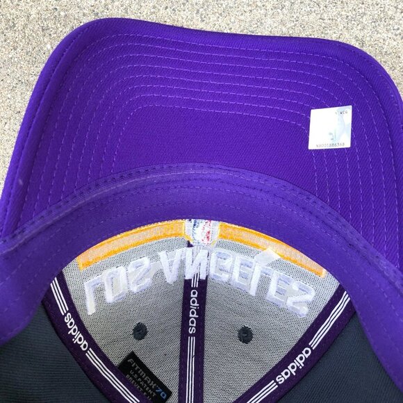 ADIDAS Los Angeles Lakers Basketball Fitted Hat S/M Grey Purple LA NBA Cap - Picture 6 of 7